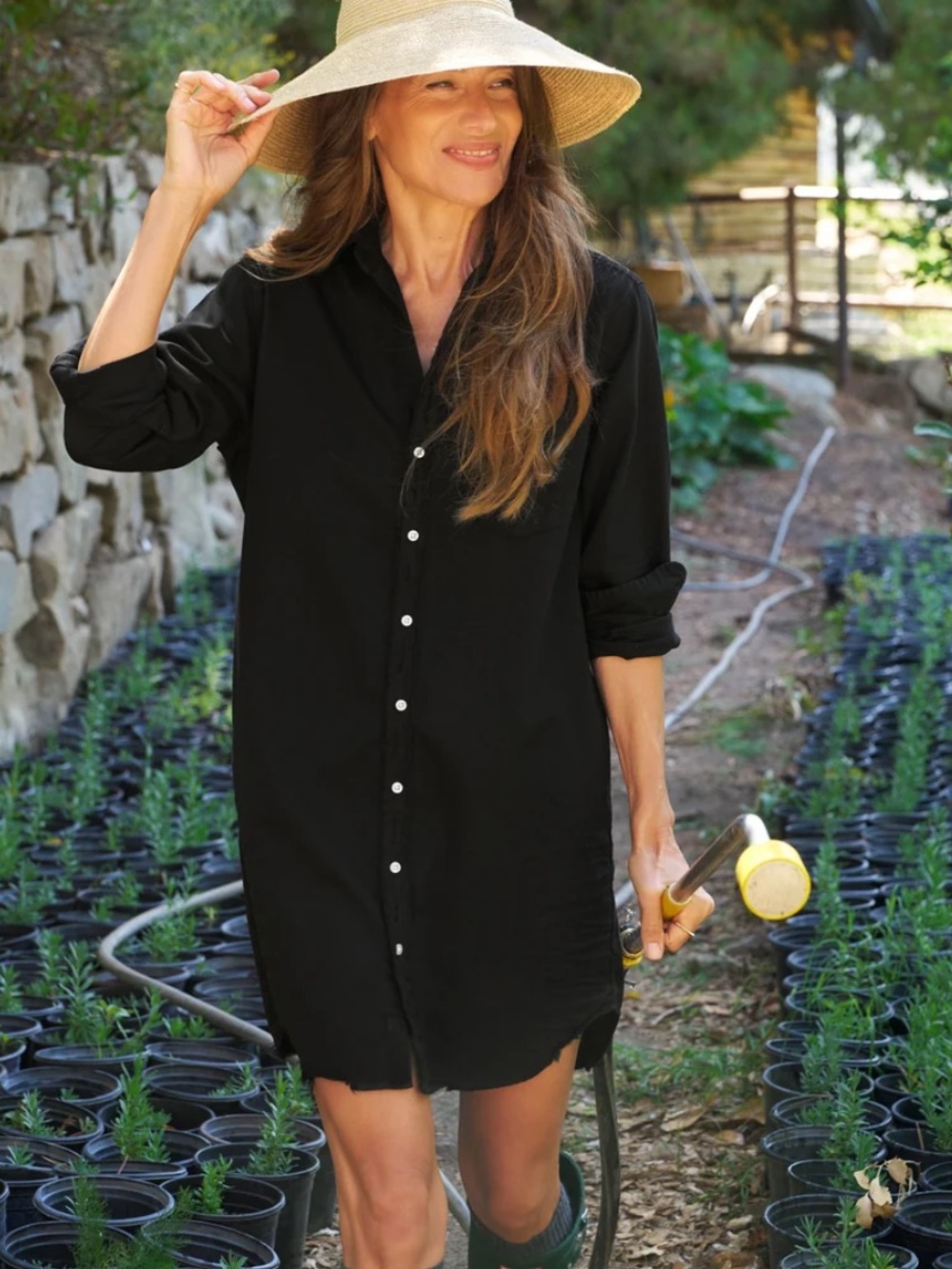 Frank & Eileen Black Button-Down Shirt Dress